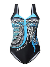 Women's Swimwear One Piece Monokini Bathing Suits Plus Size Swimsuit Backless Tummy Control for Big Busts Floral Abstract Wine Green White Blue Purple Plunge Bathing Suits New Basic St. Patrick's Day
